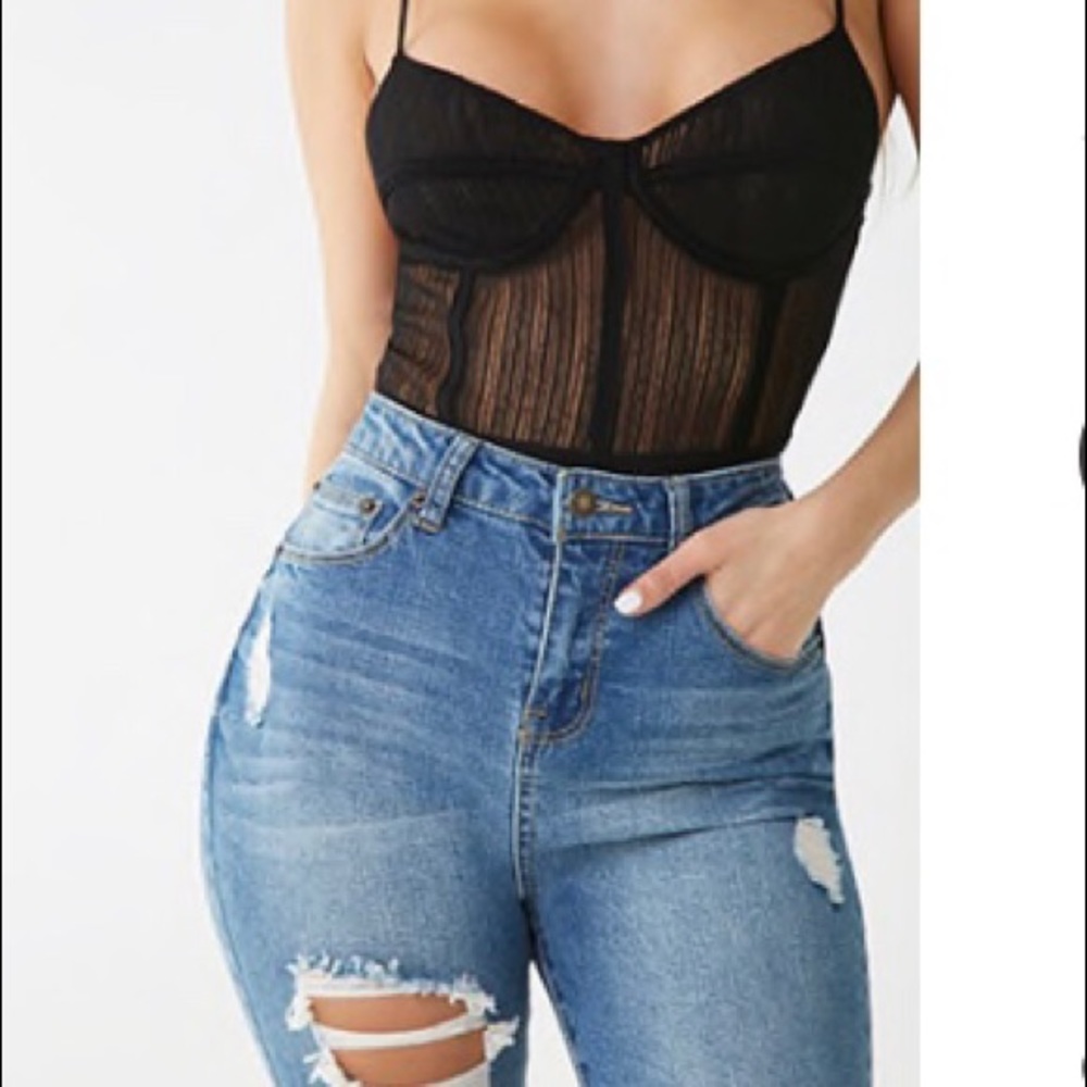 Sheer Bustier Inspired Bodysuit